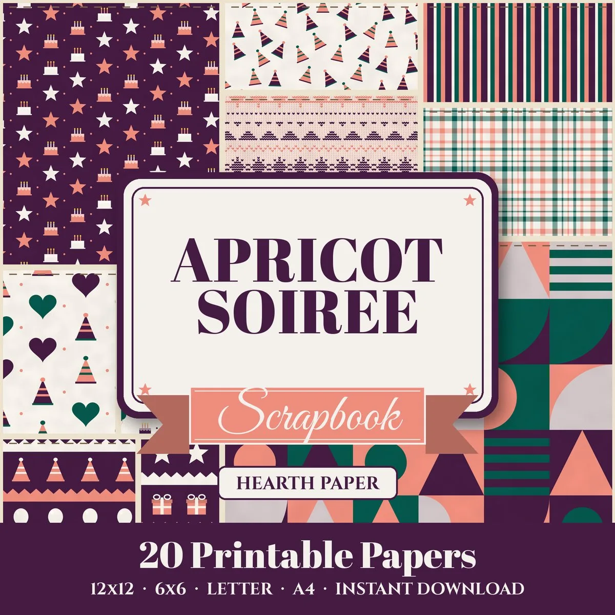 Apricot Soiree Digital Paper Pack cover