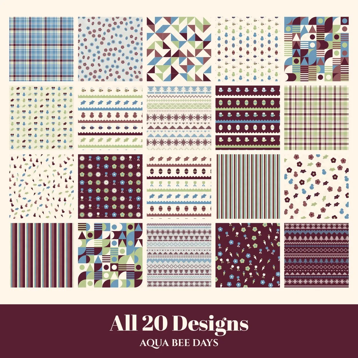 Aqua Bee Days Digital Paper Pack preview 2