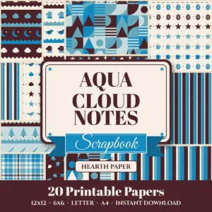 Aqua Cloud Notes Digital Paper Pack cover