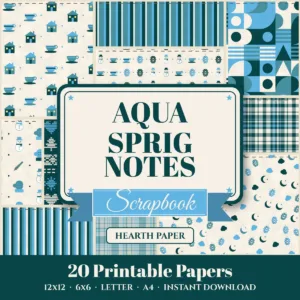 Aqua Sprig Notes Digital Paper Pack cover