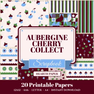 Aubergine Cherry Collect Digital Paper Pack cover