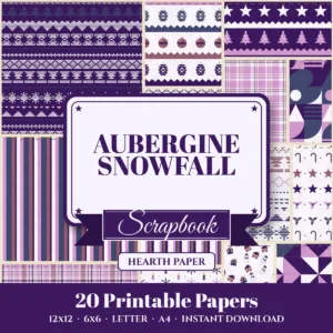 Aubergine Snowfall Digital Paper Pack cover