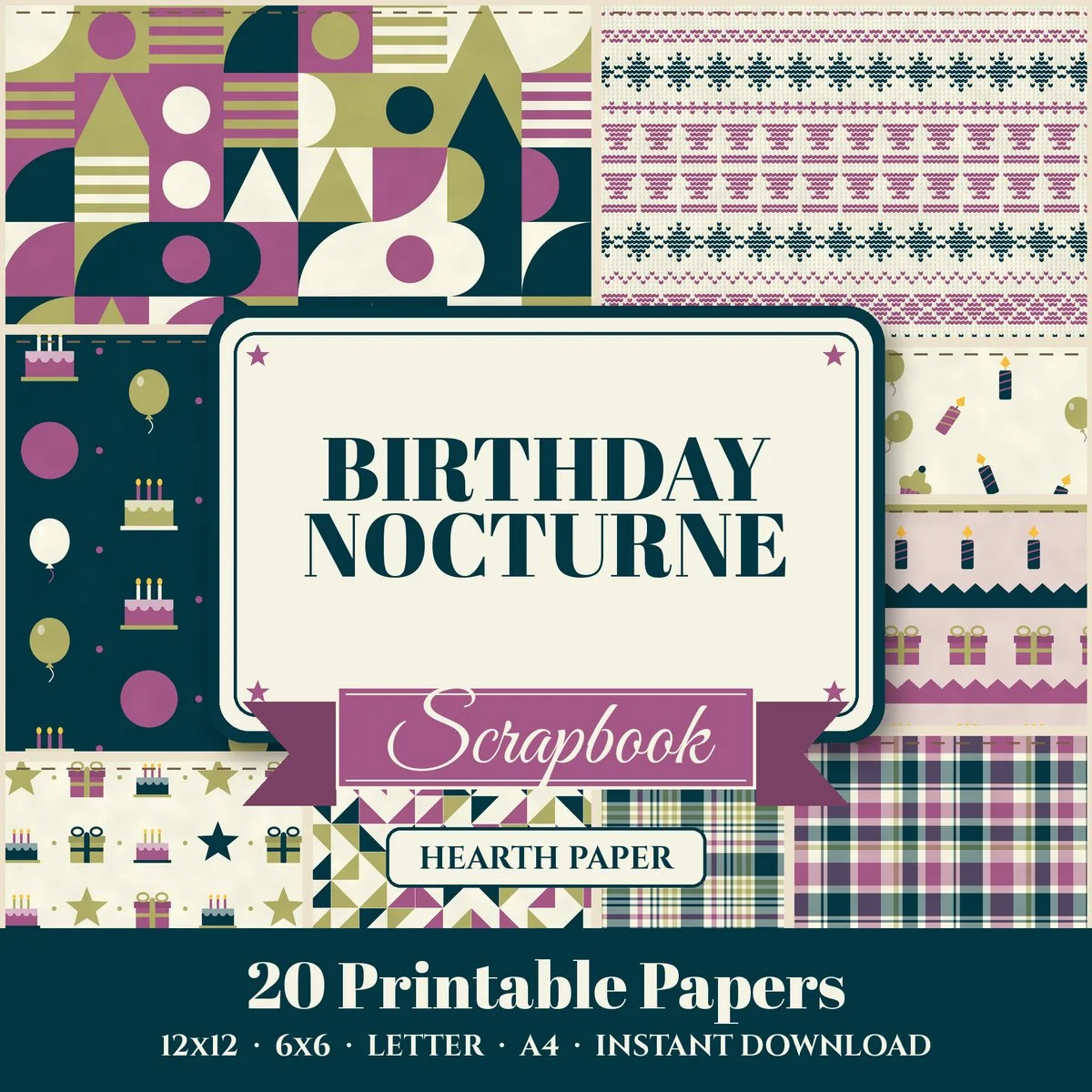 Birthday Nocturne Digital Paper Pack cover