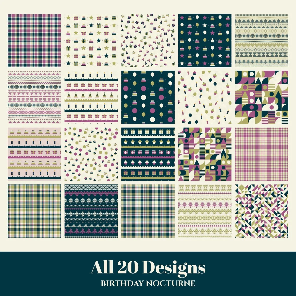 Birthday Nocturne Digital Paper Pack preview 2