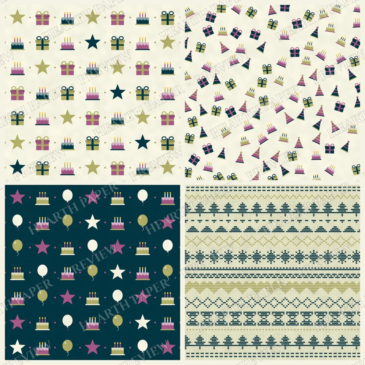 Birthday Nocturne Digital Paper Pack preview 5