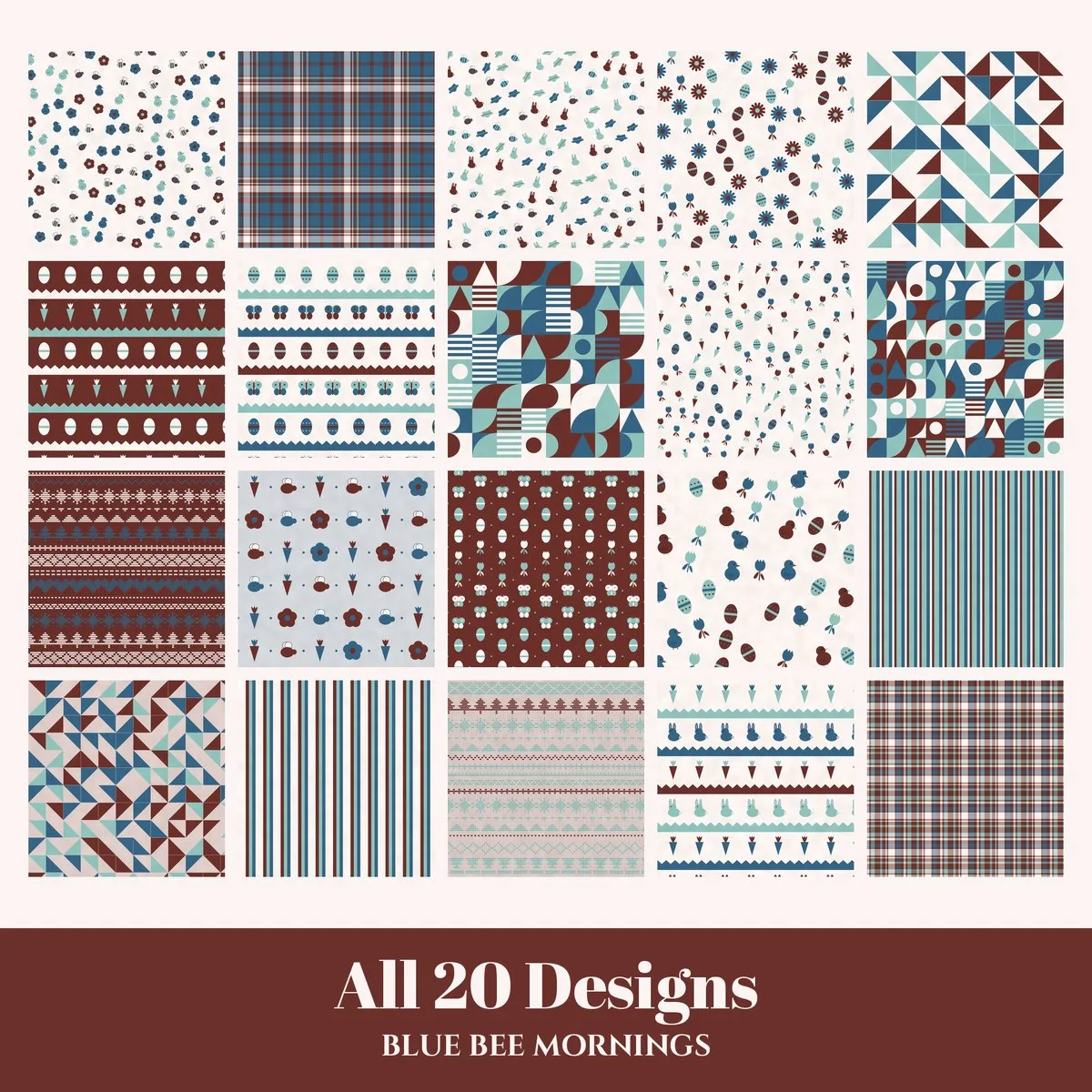 Blue Bee Mornings Digital Paper Pack preview 2