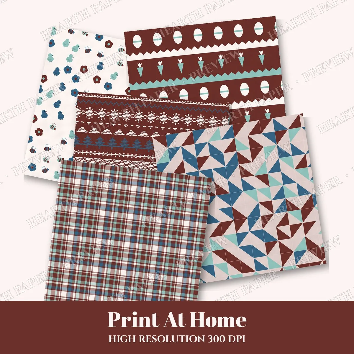 Blue Bee Mornings Digital Paper Pack preview 3