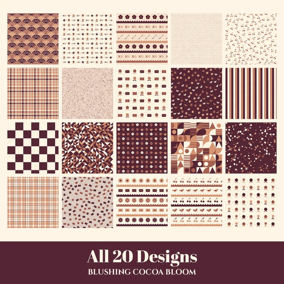 Blushing Cocoa Bloom Digital Paper Pack preview 2
