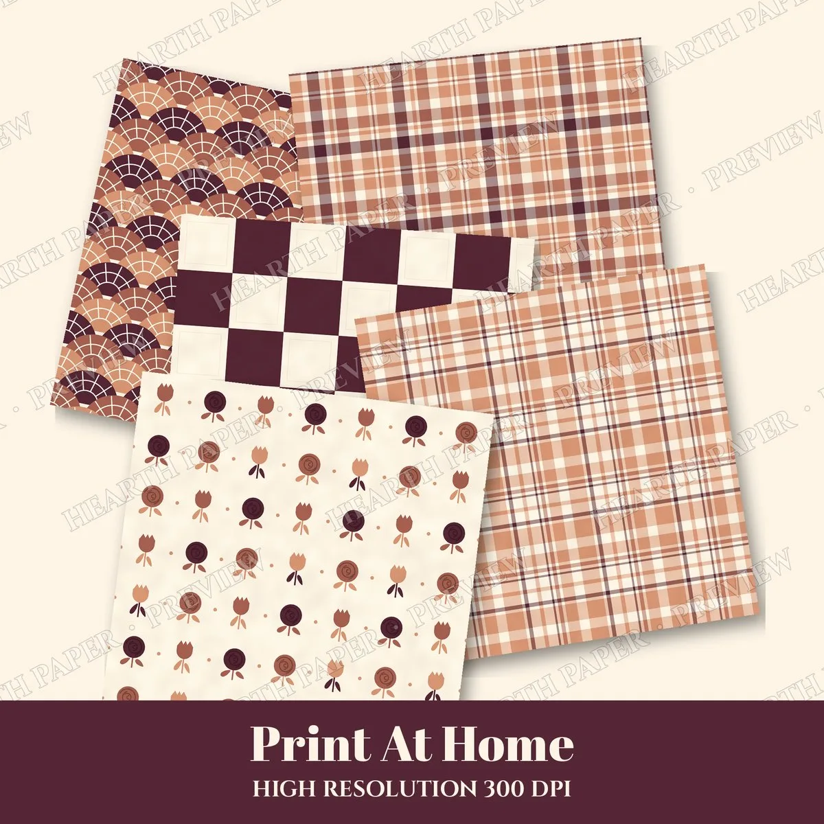 Blushing Cocoa Bloom Digital Paper Pack preview 3