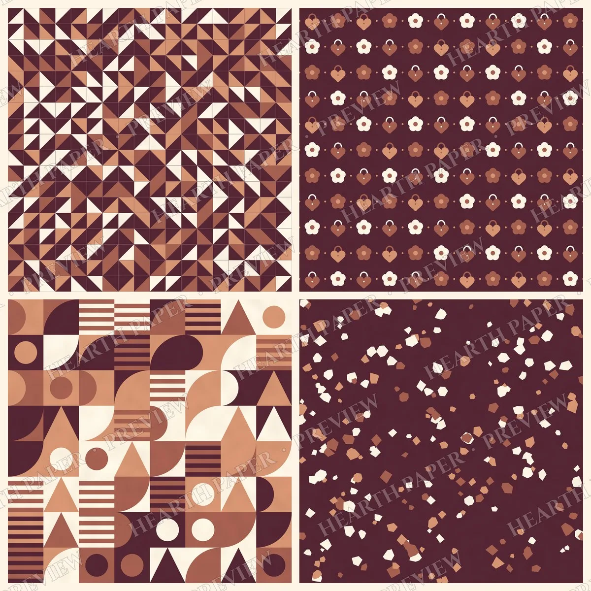 Blushing Cocoa Bloom Digital Paper Pack preview 6