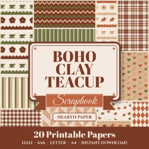 Boho Clay Teacup Digital Paper Pack cover