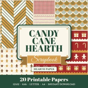 Candy Cane Hearth Digital Paper Pack
