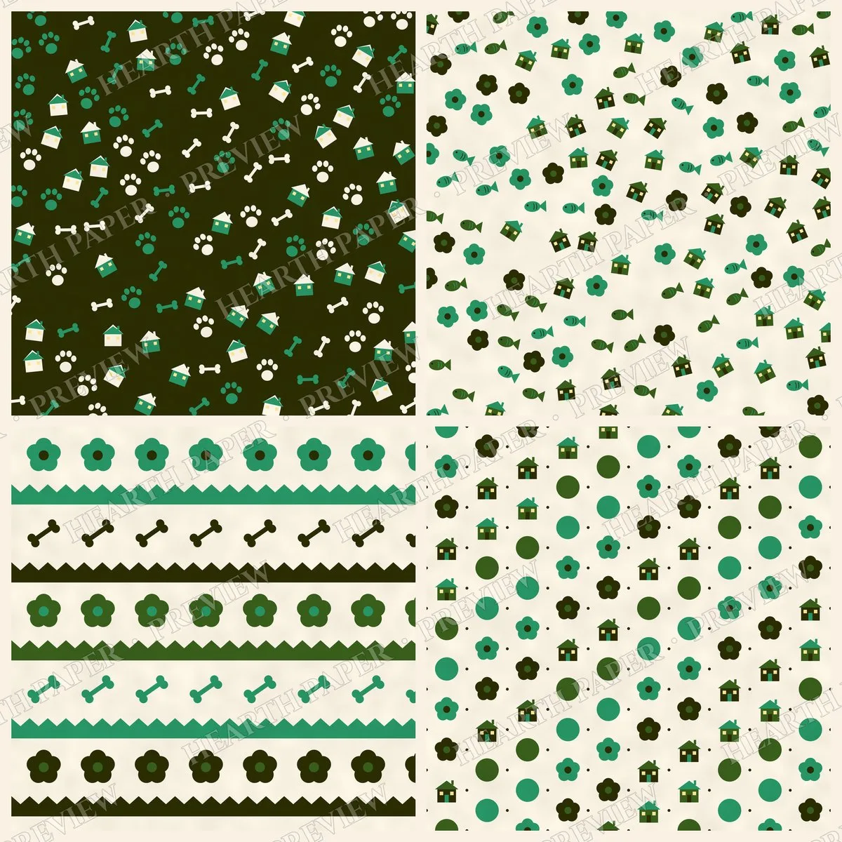 Canine Courtyard Digital Paper Pack preview 5