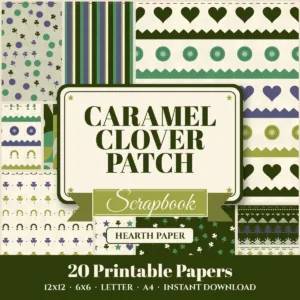 Caramel Clover Patch Digital Paper Pack cover