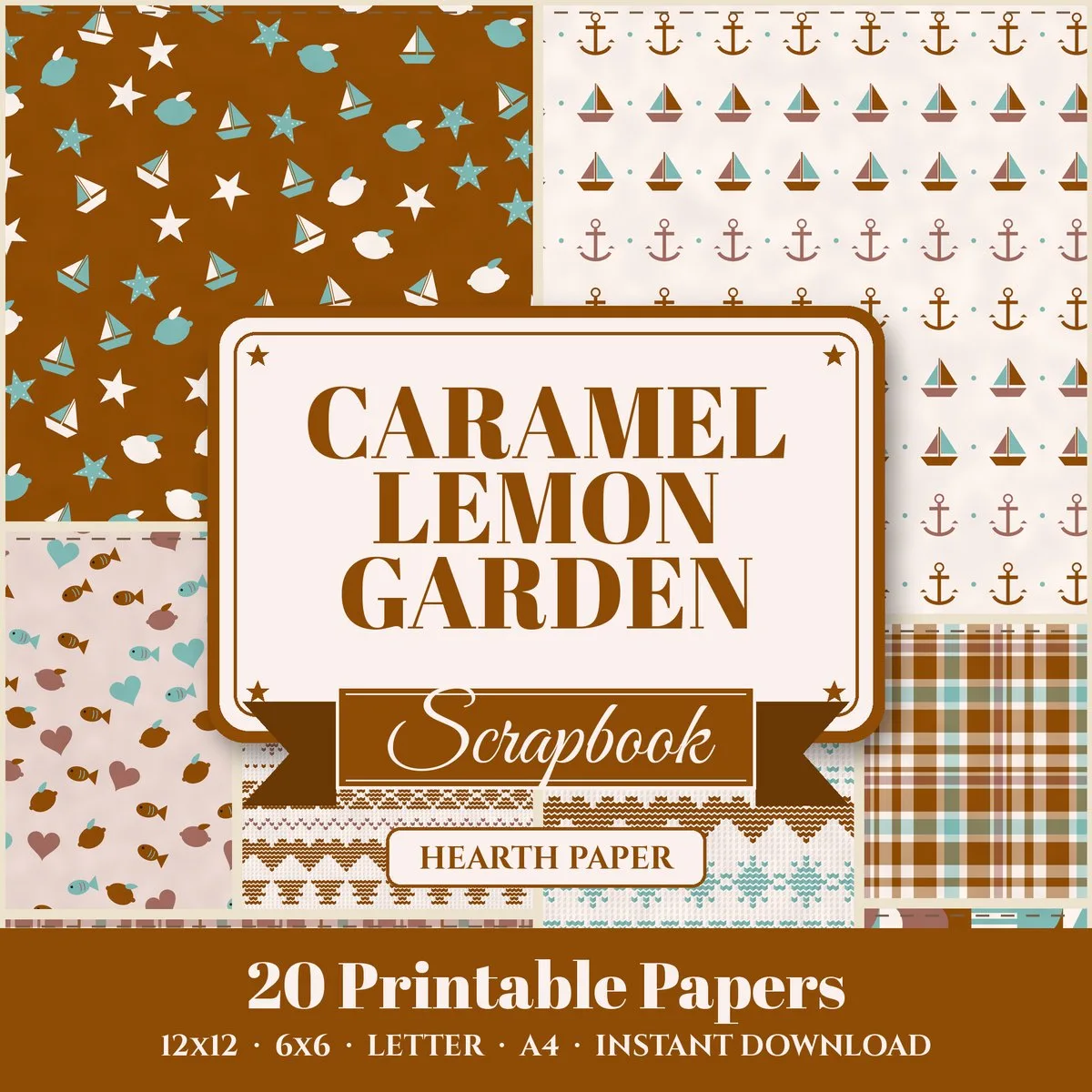 Caramel Lemon Garden Digital Paper Pack cover