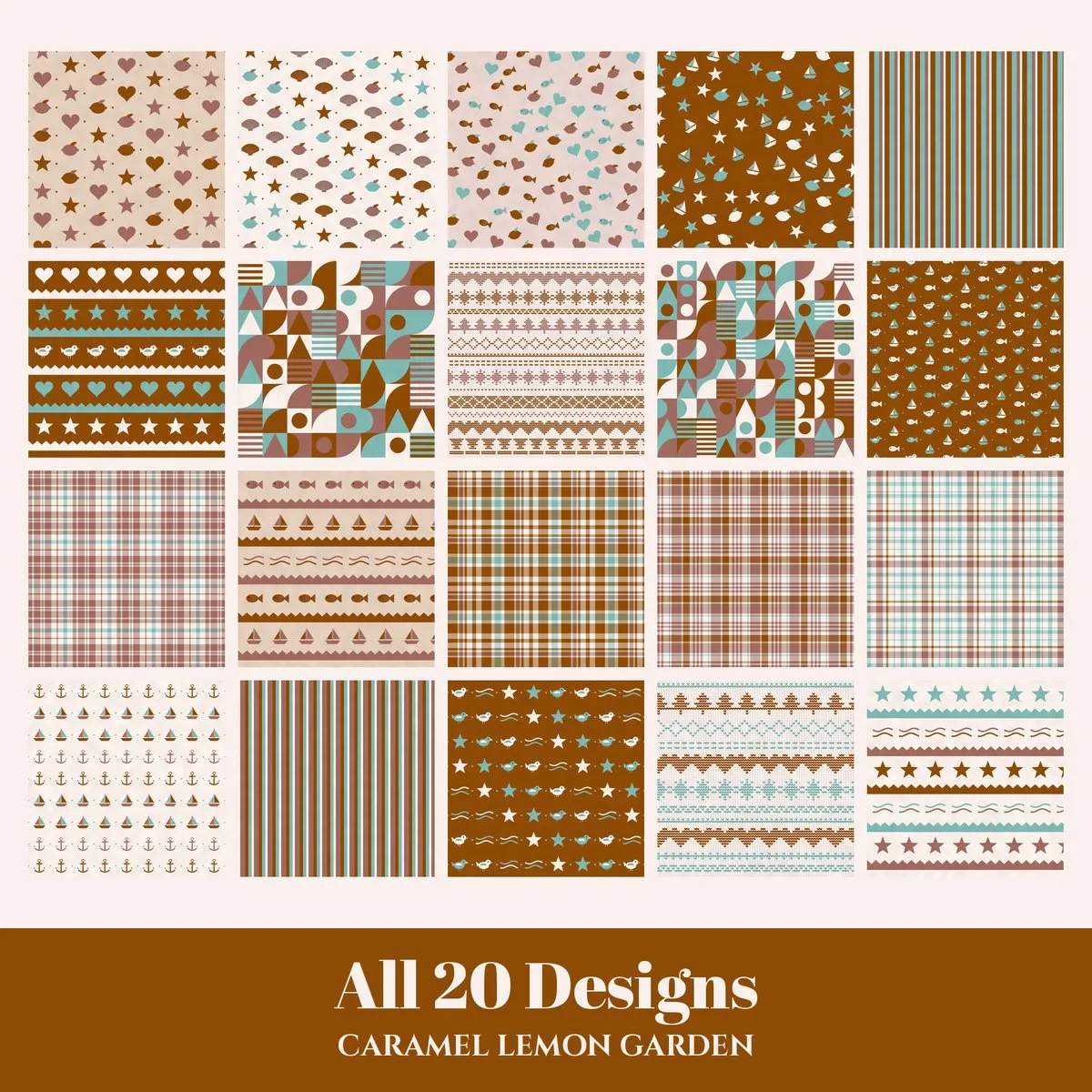 Caramel Lemon Garden Digital Paper Pack preview 2
