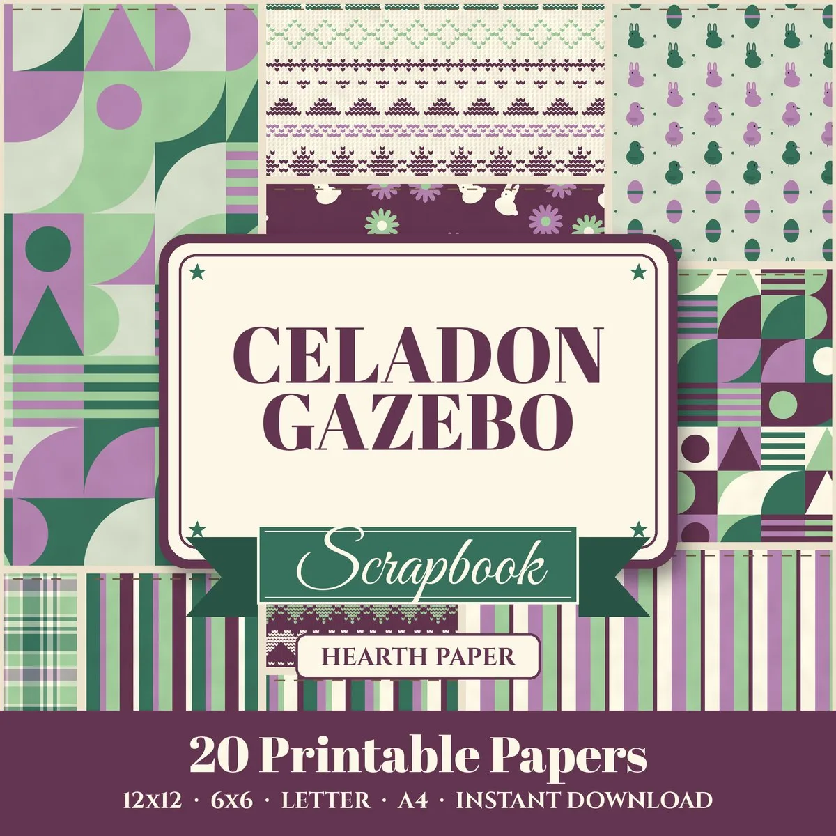 Celadon Gazebo Digital Paper Pack cover