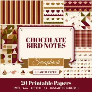 Chocolate Bird Notes Digital Paper Pack cover