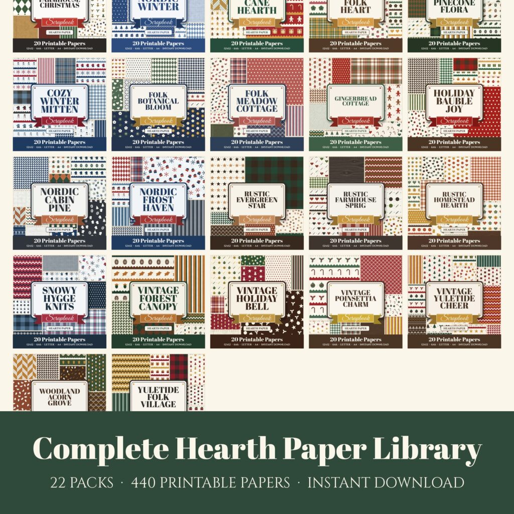 Complete Hearth Paper Library, 22 digital paper packs