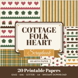 Cottage Folk Heart Digital Paper Pack cover
