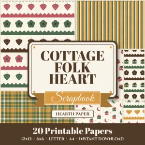 Cottage Folk Heart Digital Paper Pack cover