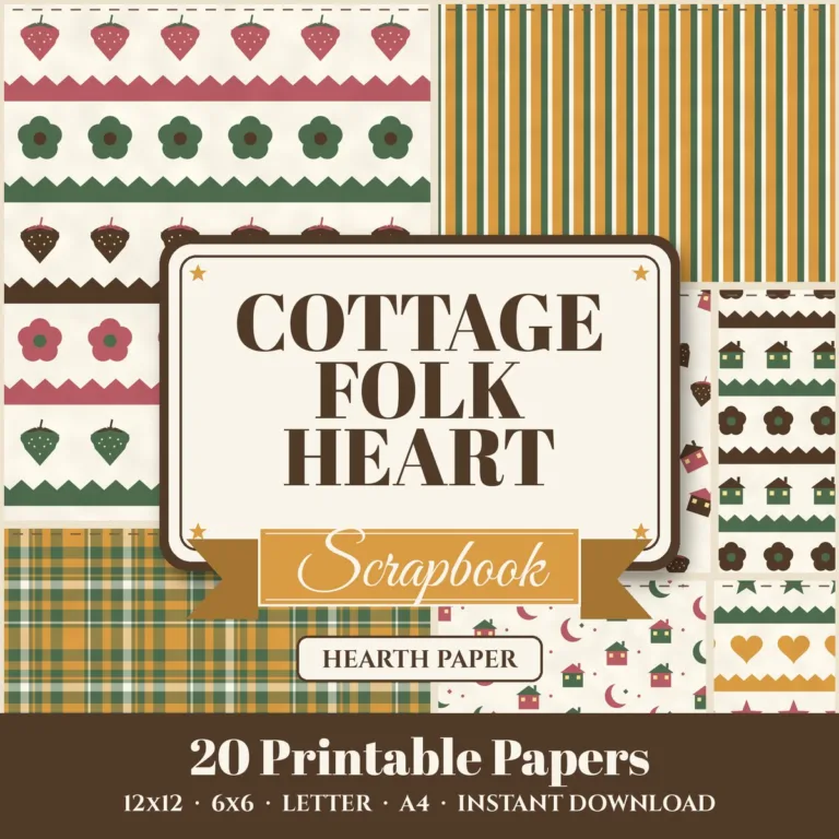 Cottage Folk Heart Digital Paper Pack cover