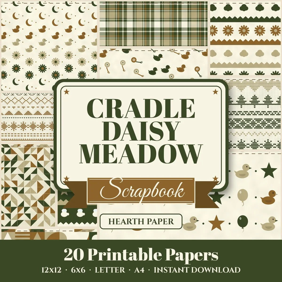 Cradle Daisy Meadow Digital Paper Pack cover