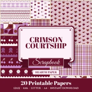 Crimson Courtship Digital Paper Pack cover