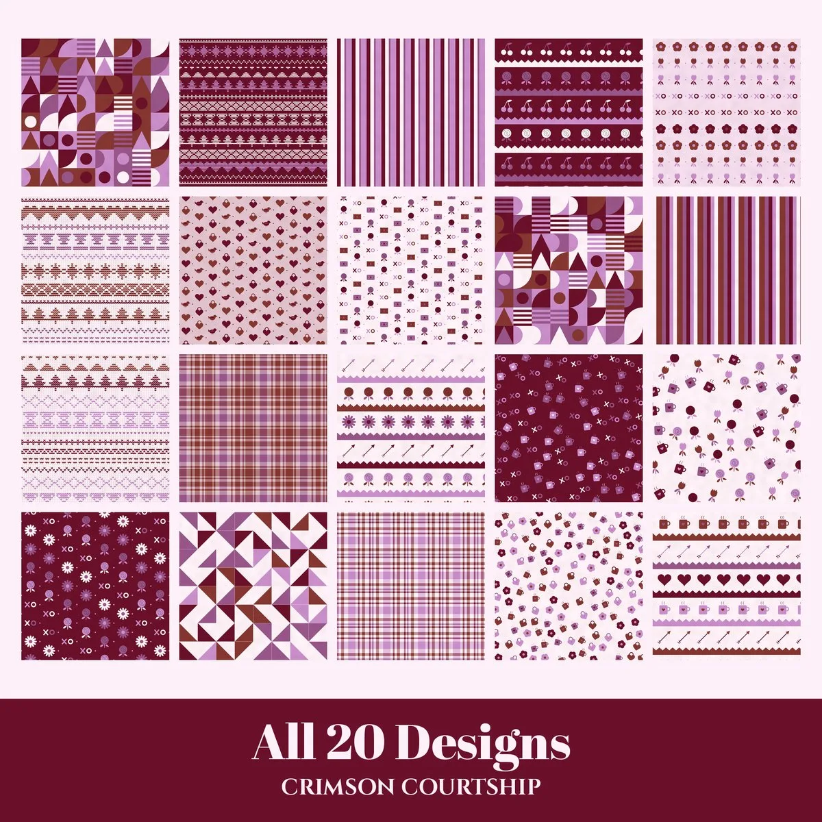 Crimson Courtship Digital Paper Pack preview 2