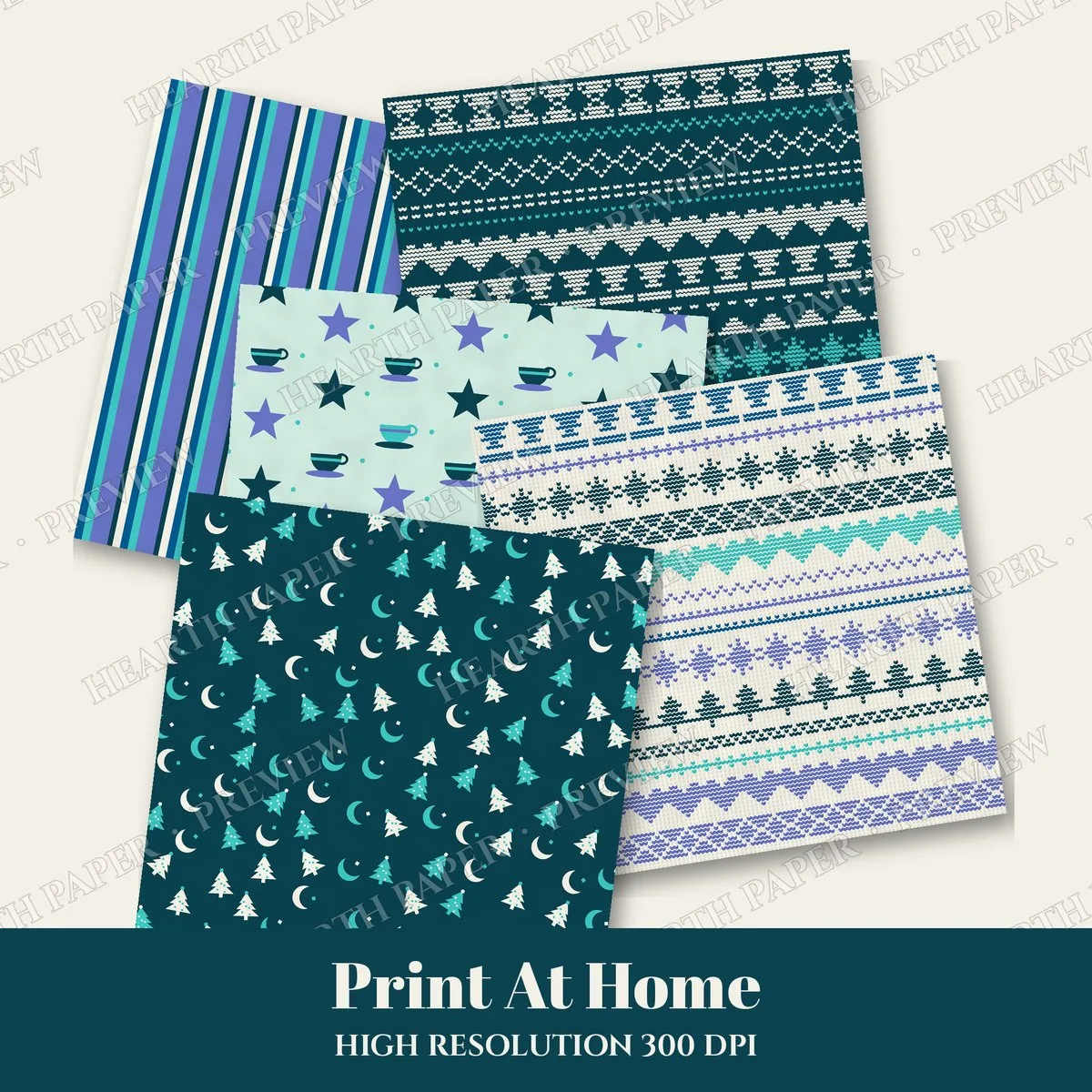 Denim Flurry Cove Digital Paper Pack preview 3