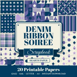 Denim Ribbon Soiree Digital Paper Pack
