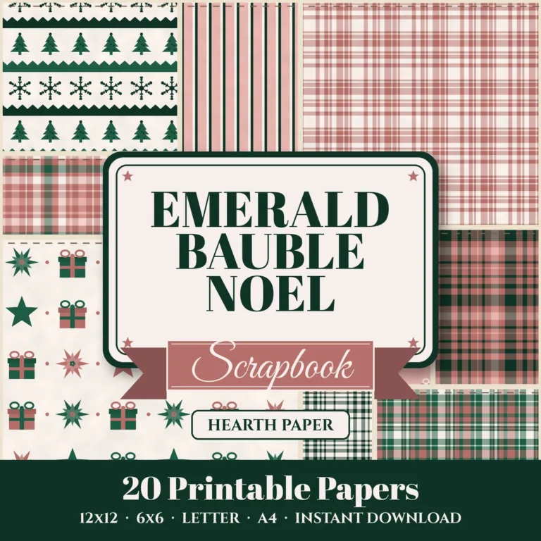 Emerald Bauble Noel Digital Paper Pack cover