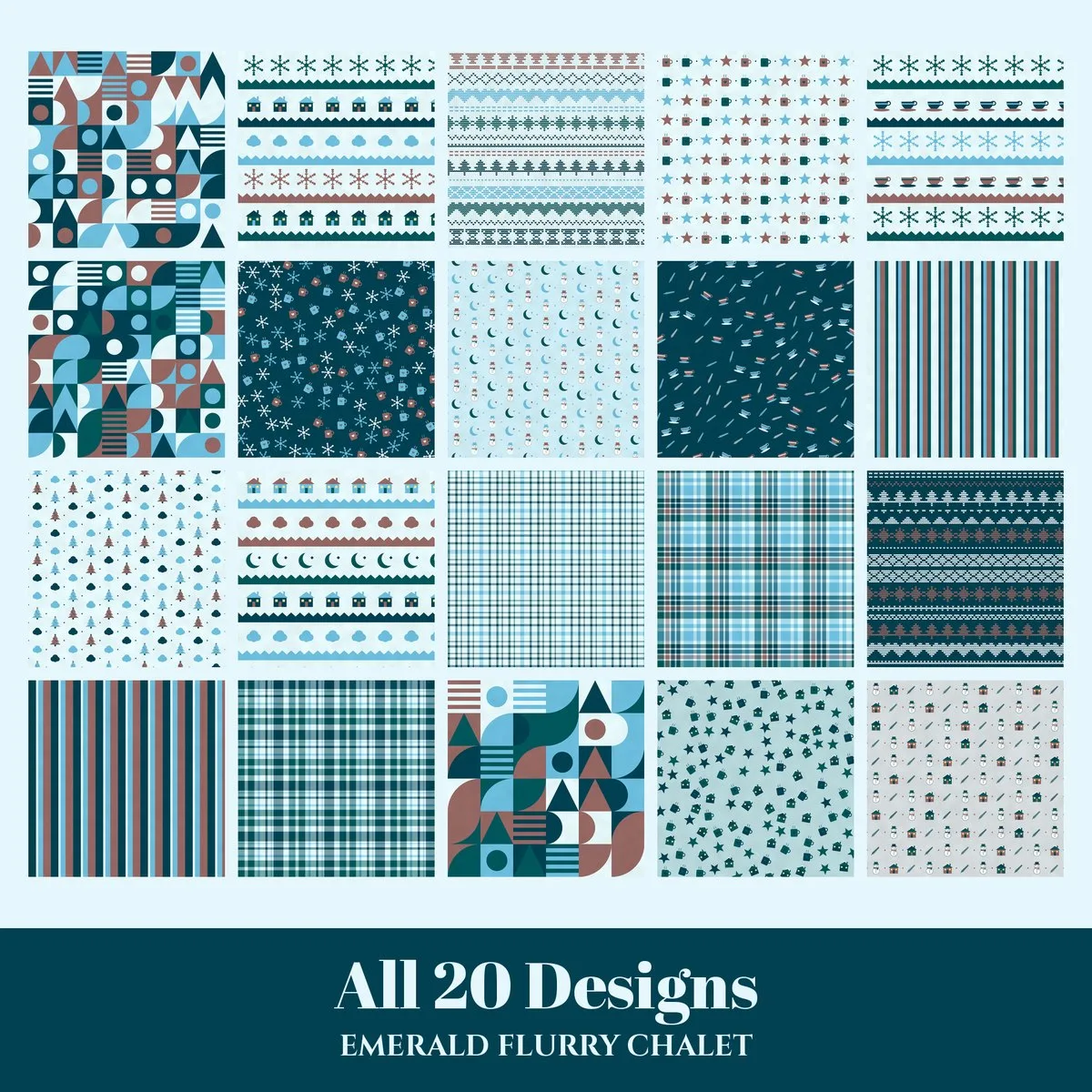 Emerald Flurry Chalet Digital Paper Pack preview 2