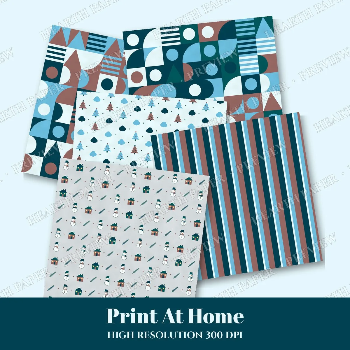 Emerald Flurry Chalet Digital Paper Pack preview 3