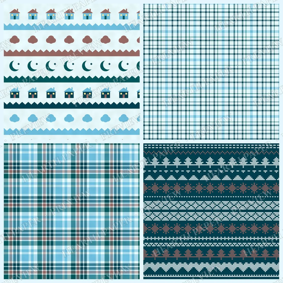 Emerald Flurry Chalet Digital Paper Pack preview 6