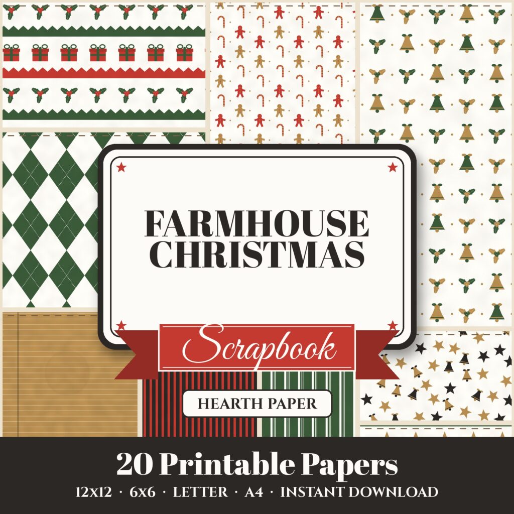 Farmhouse Christmas Digital Paper Pack cover
