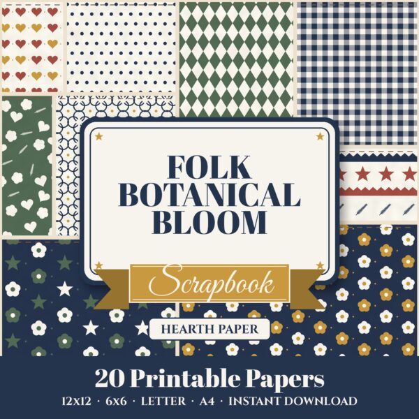 Folk Botanical Bloom Digital Paper Pack