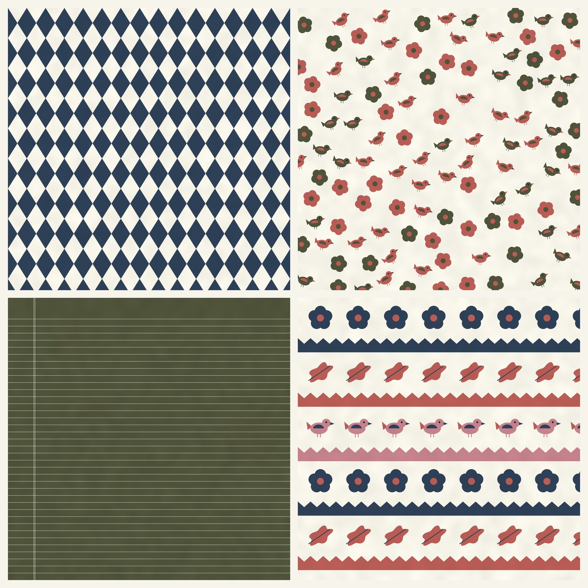 Folk Meadow Cottage Digital Paper Pack preview 5