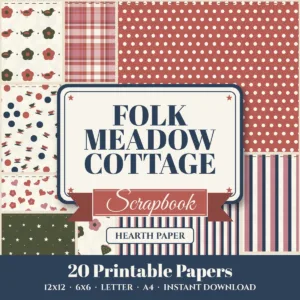 Folk Meadow Cottage Digital Paper Pack