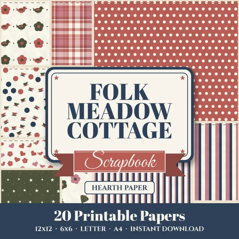 Folk Meadow Cottage Digital Paper Pack cover