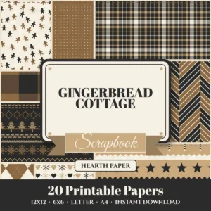 Gingerbread Cottage Digital Paper Pack cover