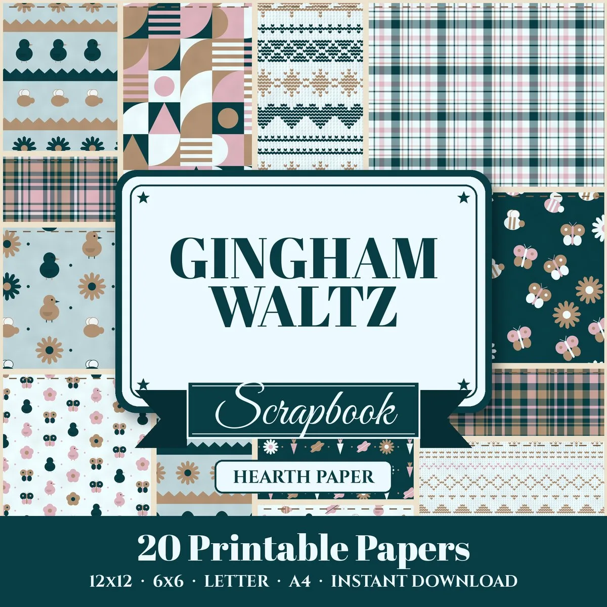Gingham Waltz Digital Paper Pack cover