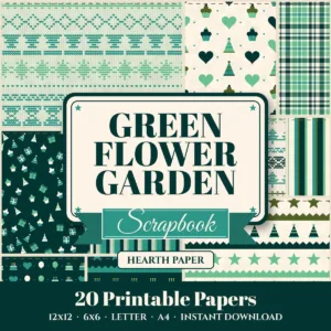 Green Flower Garden Digital Paper Pack cover
