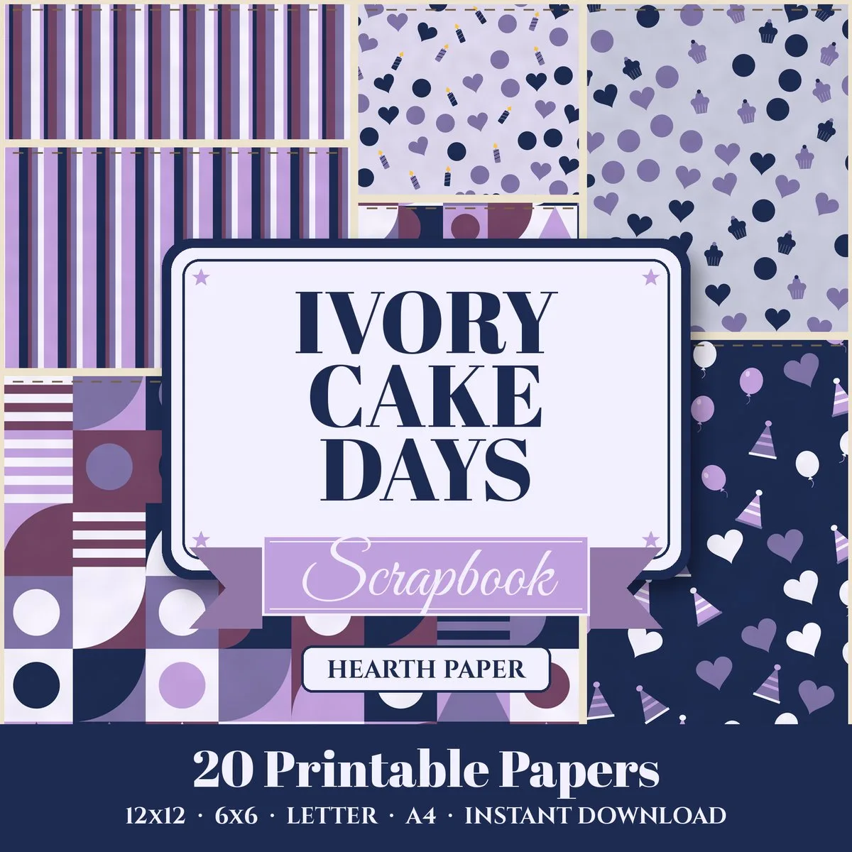 Ivory Cake Days Digital Paper Pack cover
