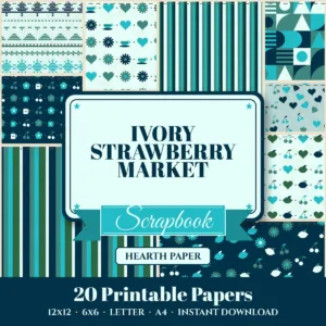 Ivory Strawberry Market Digital Paper Pack cover