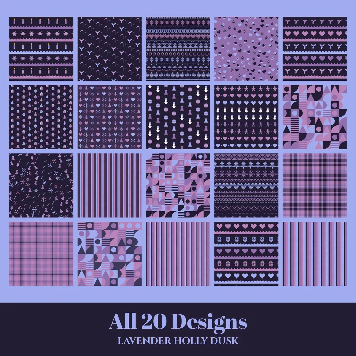 Lavender Holly Dusk Digital Paper Pack preview 2