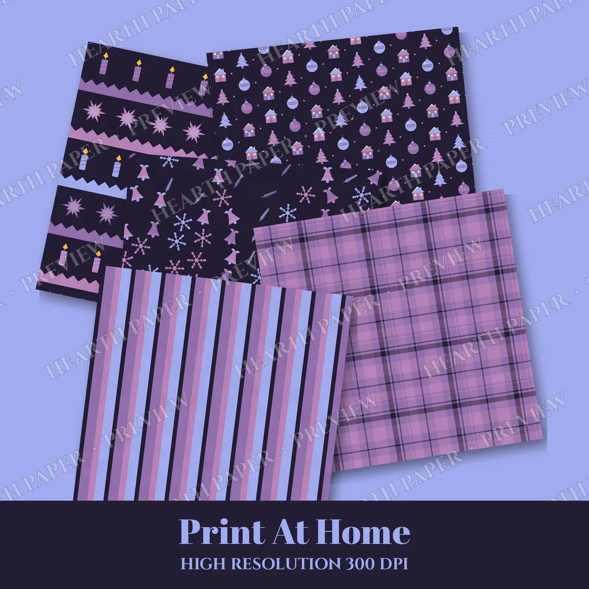 Lavender Holly Dusk Digital Paper Pack preview 3