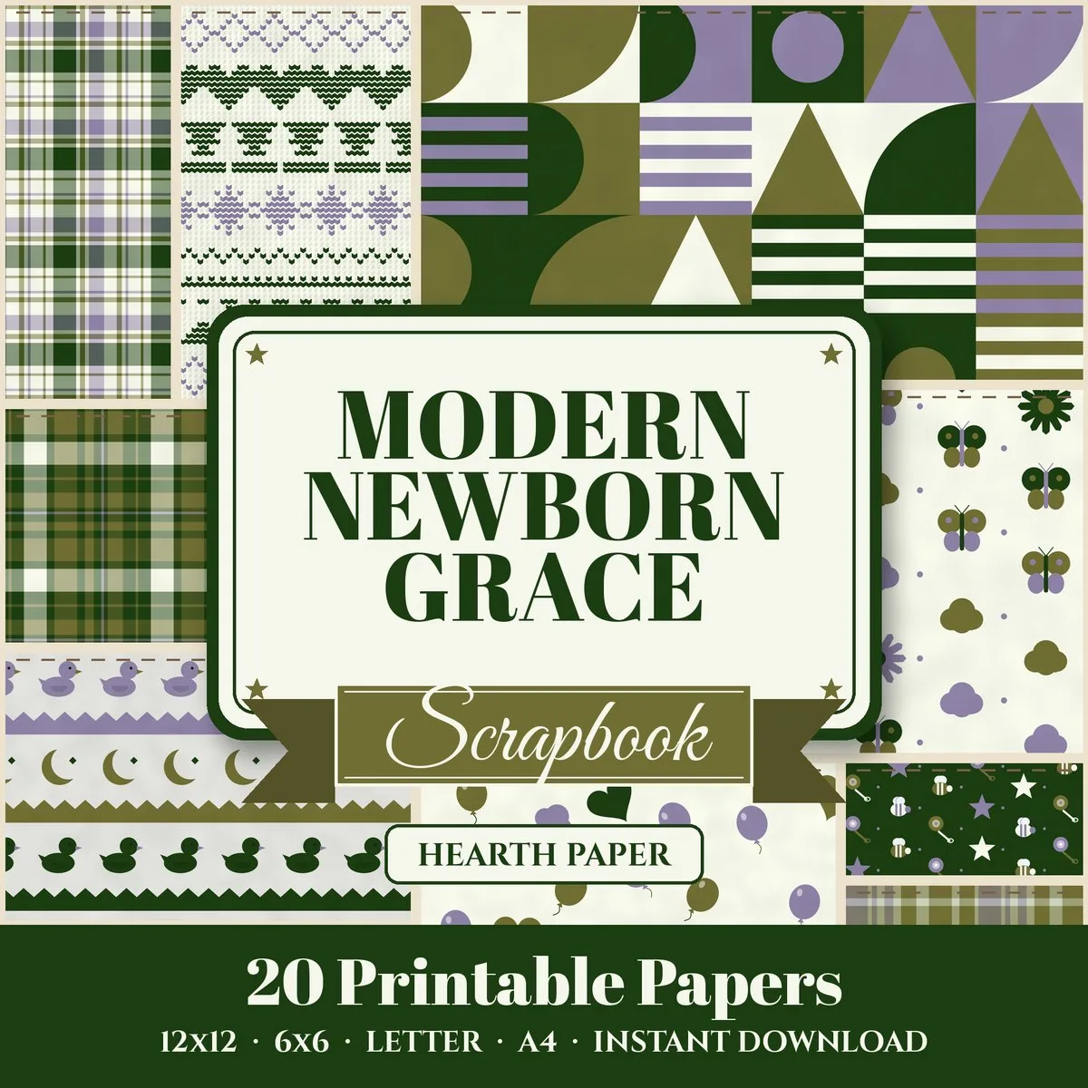 Modern Newborn Grace Digital Paper Pack cover