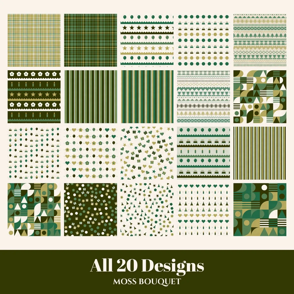 Moss Bouquet Digital Paper Pack preview 2