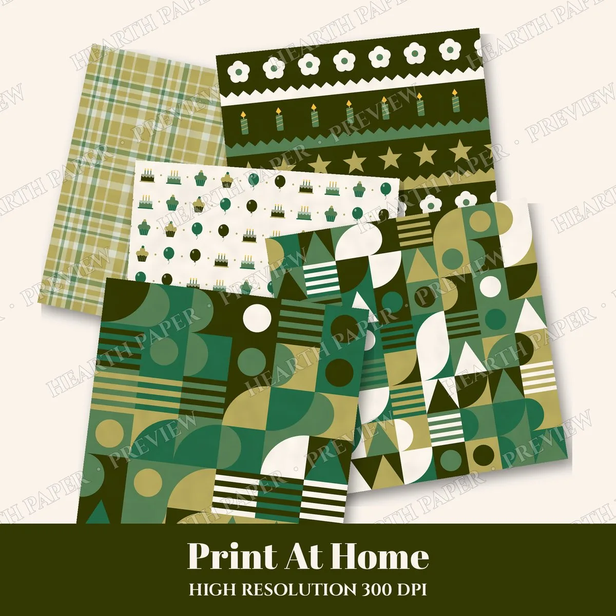 Moss Bouquet Digital Paper Pack preview 3